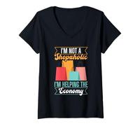Womens Im Not A Shopaholic - Im Helping The Economy - Shopaholic V-Neck T-Shirt