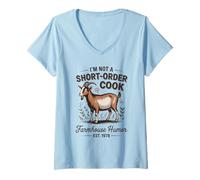 Women's I'm Not A Short-Order Cook Funny Goat Mom Humor Design V-Neck T-Shirt
