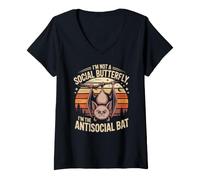 Women's Im Not A Social Butterfly Im The Antisocial Bat V-Neck T-Shirt