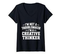 Womens I'm Not A Troublemaker I'm A Creative Thinker - V-Neck T-Shirt