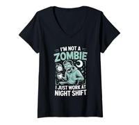 Womens I'm Not A Zombie I Just Work at Night Shift - V-Neck T-Shirt
