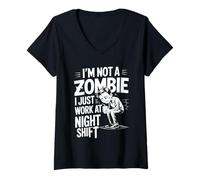 Womens I'm Not A Zombie I Just Work At Night Shift ---- V-Neck T-Shirt