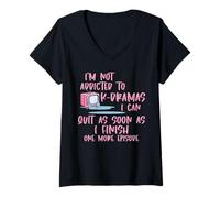 Womens I'm Not Addicted to K-Drama One More Episode Korean Drama V-Neck T-Shirt