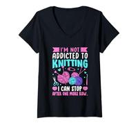 Womens I'm Not Addicted To Knitting I Can Stop V-Neck T-Shirt