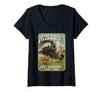 Womens I'm Not Always a Train Wreck Humorous Funny Absurd Sayings V-Neck T-Shirt