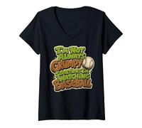 Women's I'm Not Always Grumpy Sometimes I'm Watching Baseball V-Neck T-Shirt