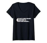 Women's I'm Not Always Grumpy Sometimes I'm Watching Baseball V-Neck T-Shirt