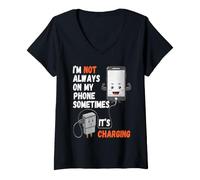 Women's I'm Not Always On My Phone Sometimes It's Charging V-Neck T-Shirt