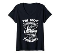Women's I'm Not Always Thinking About Hunting Fish Fishing Hunter V-Neck T-Shirt