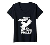 Womens I'm Not Angry I'm from Philly Philadelphia PA Tourism V-Neck T-Shirt