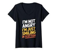 Womens I'm Not Angry I'm Just Smiling in Scottish Funny Scotland V-Neck T-Shirt
