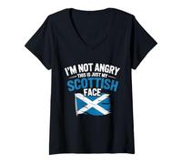 Womens I'm Not Angry This is Just My Scottish Face Funny Scotland V-Neck T-Shirt