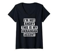 Womens Im Not Angry This Is My Ukrainian Accent Gift V-Neck T-Shirt