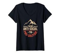 Women's I'm Not Anti Social I'm Pro Solitude Hiking V-Neck T-Shirt