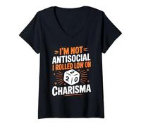 Womens I'm Not Antisocial I Rolled Low On Charisma Gamer V-Neck T-Shirt