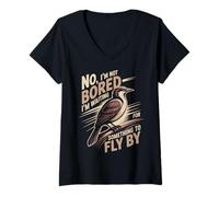 Womens I'm Not Bored Birding Birder Birdkeeping Bird Watching V-Neck T-Shirt