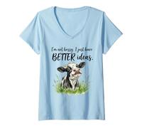 Women's I'm Not Bossy Cow Better Ideas Funny Quote V-Neck T-Shirt