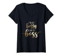 Womens I'm Not Bossy I Am The Boss Female Success Lady Girl Boss V-Neck T-Shirt