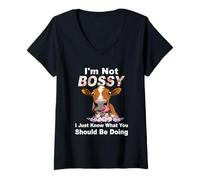 Womens I'm Not Bossy I Just Know What You Should Be Doing Cow V-Neck T-Shirt