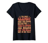 Womens I'm Not Clumsy Jokes Sarcastic Quotes Humorous Sarcasm V-Neck T-Shirt
