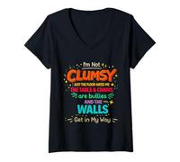 Women's I'm Not Clumsy Quote Humor Sarcastic Funny Saying Joke Meme V-Neck T-Shirt
