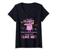 Womens I'm not clumsy the floor clearly does not like me funny cute V-Neck T-Shirt