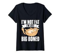 Womens I'm Not Fat I'm Just Big-Boned Cat Memes for Feline Lovers V-Neck T-Shirt