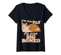 Womens I'm Not Fat I'm Just Big-Boned Cat Memes for Feline Lovers V-Neck T-Shirt