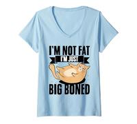 Womens I'm Not Fat I'm Just Big-Boned Cat Memes for Feline Lovers V-Neck T-Shirt