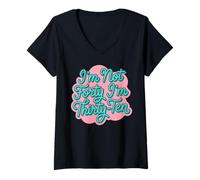 Women's I'm Not Forty I'm Thirty Ten, Funny 40th Birthday Vintage V-Neck T-Shirt