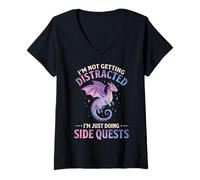 Women's I'm Not Getting Distracted I'm Just Doing Side Quests V-Neck T-Shirt