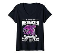 Women's I'm Not Getting Distracted I'm Just Doing Side Quests V-Neck T-Shirt