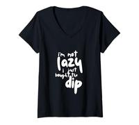 Womens I'm Not Lazy, I Just Bought The Dip Funny Crypto Trader V-Neck T-Shirt