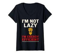 Womens I'm Not Lazy I'm Energy Efficient Humor V-Neck T-Shirt