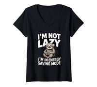 Women's I'm Not Lazy I'm Just in in Energy Saving Mode Sloth V-Neck T-Shirt