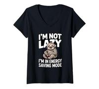Women's I'm Not Lazy I'm Just in in Energy Saving Mode Sloth V-Neck T-Shirt