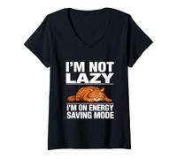 Women's I'm Not Lazy I'm On Energy Saving Mode Cat V-Neck T-Shirt