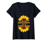 Womens I'm Not Like A Regular Mom I'm A Cool Mom Sunflower Parent V-Neck T-Shirt