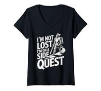 Womens I'm Not Lost I'm On A Side Quest Gamer Nerd Joke V-Neck T-Shirt