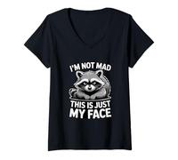 Women's I'm Not Mad This is Just My Face Raccoon Mood V-Neck T-Shirt