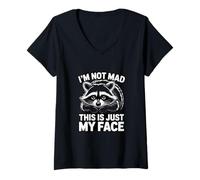Women's I'm Not Mad This is Just My Face Raccoon Mood V-Neck T-Shirt