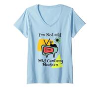 Womens I'm Not Old I'm Mid-Century Modern Funny Groovy Retro & Cat V-Neck T-Shirt