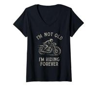 Womens I'm Not Old I'm Riding Forever Funny Motorcycle Rider Design V-Neck T-Shirt