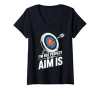 Women's I'm Not Perfect But My Aim is Funny Archery V-Neck T-Shirt