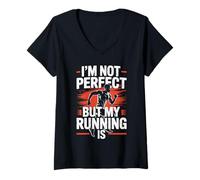 Women's I'm Not Perfect But My Running is Funny Runner V-Neck T-Shirt