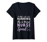 Womens I'm Not Running This is Normal Nurse Speed - Nursing Nurse V-Neck T-Shirt