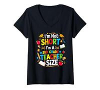 Women's I'm Not Short I'm A 3rd Grade Teacher Size Funny School V-Neck T-Shirt
