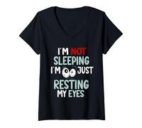Women's I'm Not Sleeping Just Resting My Eyes Funny Nap Humor V-Neck T-Shirt