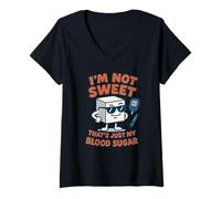 Womens I'm Not Sweet It's Just My Blood Sugar Type 1 Diabetes Retro V-Neck T-Shirt