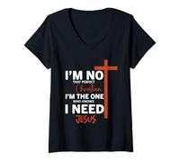Womens I'm Not That Perfect Christian 'm The One That Knows. Faith V-Neck T-Shirt